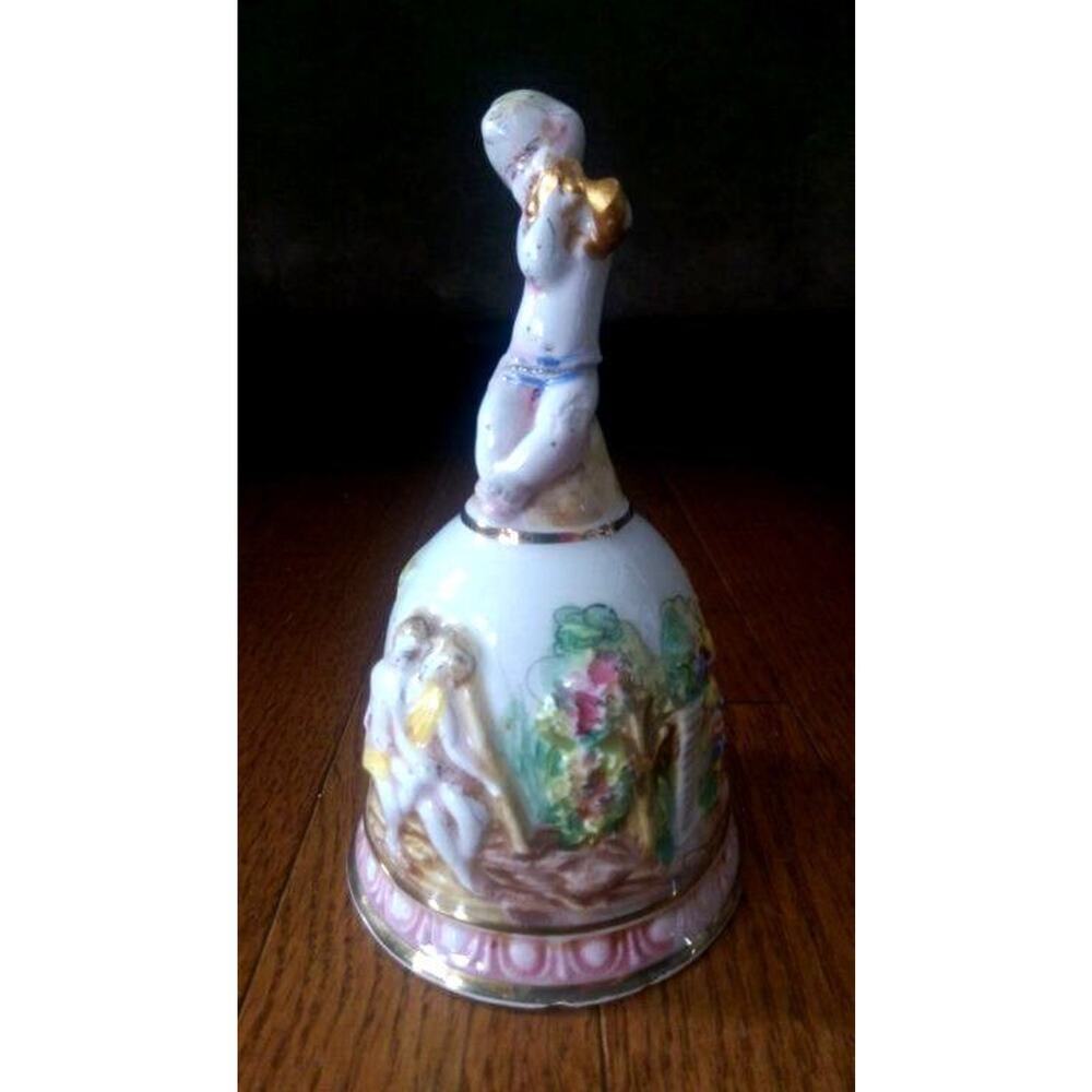Vintage R. Capodimonte Italy Porcelain Bell - Slight Damage